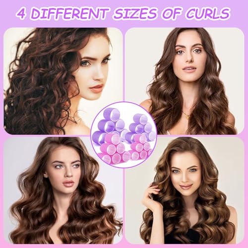 Yolistar 36 Piezas Rulos,Rulos Pelo Grandes,4 tamaños（64/44/36/25mm）Bigudies Pelo Agarre con 12 Clips,Profesional Rulo de Peluqueria Salón para Salon Corto Largo Rizos（Rosa y morado） - imagen 7