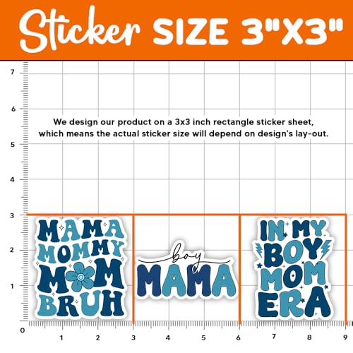Image of MAIANEY (Set of 3) Funny Boy Mom Stickers 3 inch in My Boy Mom Era Mama Mommy Bruh Mother's Day Waterproof Vinyl Sticker Boy Mama Birthday Gifts Decorations Laptop Water Bottle Kindle Phone Tumbler