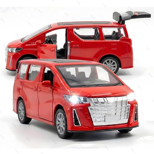 Image of 1:36 Scale Alphard Toy Car - Toyota Vellfire Die-Cast Mini Metal Pull Back MPV with Openable Doors, Lights & Music - Alloy Model Vehicle for Kids, Boys & Collectors【Red】