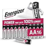 Energizer Advanced   Piles AA (Lot de 16)   Alcaline 1,5V   Haute Performance   Télécommandes, Jouets et Électroniques   Made in EU   Emballage 0% Plastique   Conservation 10 Ans [Exclusivité Amazon]