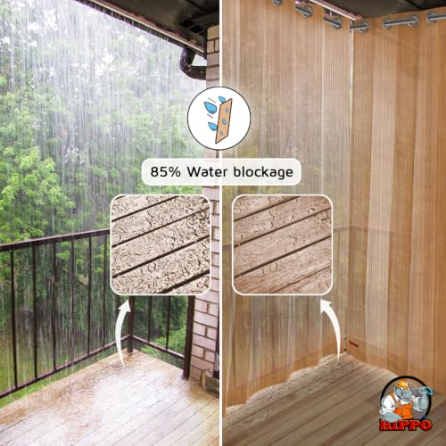 Image of HIPPO 150 GSM Outdoor Sun Blocking Balcony Eyelet /Grommet CurtainsCurtains Sun & UV Protection, Light Filtering Window Curtain (Beige-Brown, 3FTX8FT, 1PC)