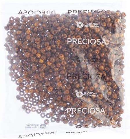 Czech Glass Seed Beads 2/0 (6.1mm Diameter) Opaque Travertine on Orange DIY Jewelry Making Beads - 250g Bulk Bag by Preciosa (Jablonex)