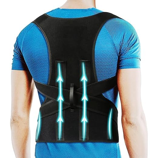 Posture Corrector Belt For Men & Women | Back Support Brace, Shoulder Alignment & Pain Relief | Adujustable Free Size Posture Trainer Belt for Back Straightening & Slouching (Black)-image-23
