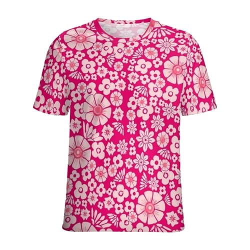 T-shirts surdimensionnés pour femme avec imprimé floral à col rond