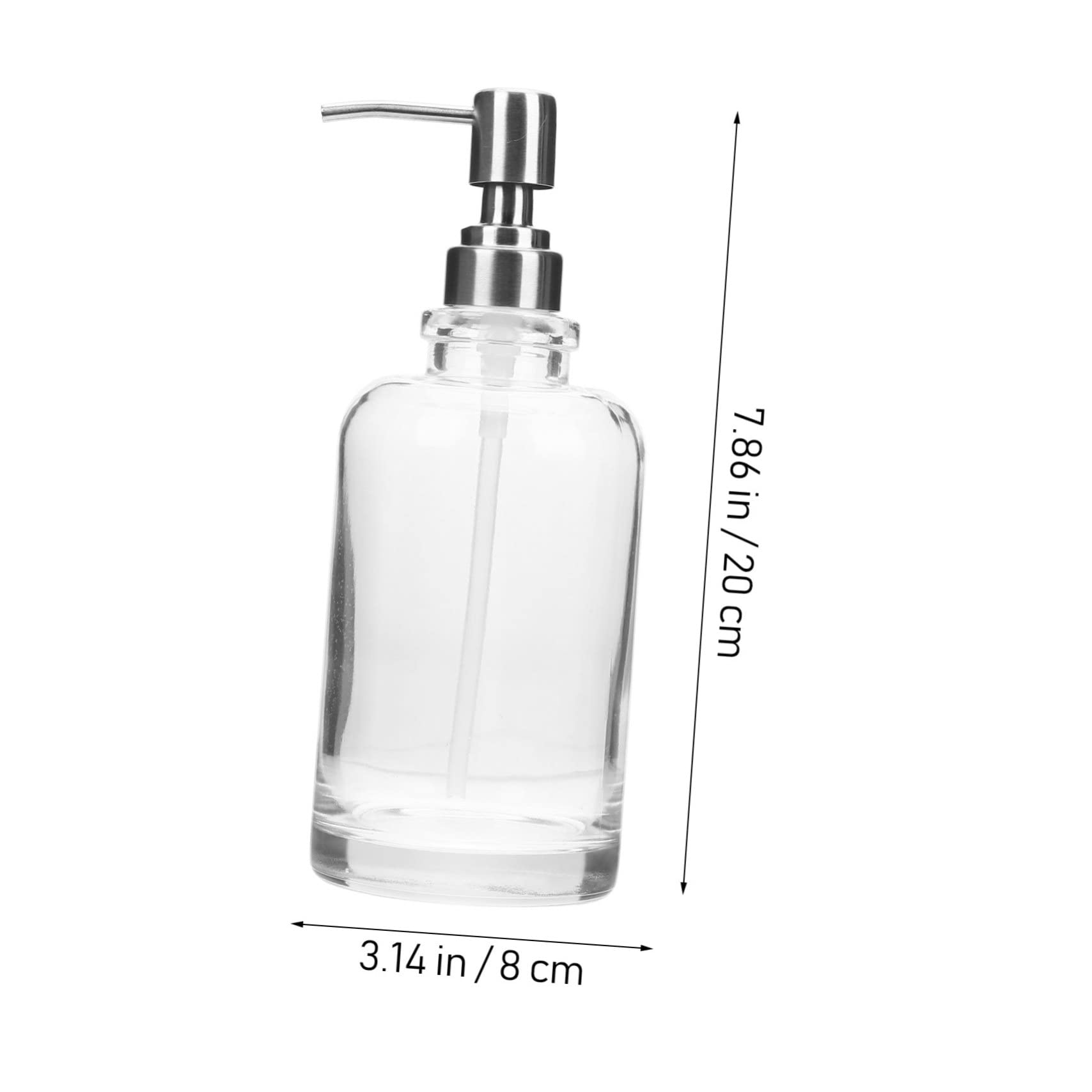 Dispensador de Jabón de Cocina y Baño Recargable de Vidrio de 500ml con Bomba de Acero Inoxidable para Almacenar Gel de Ducha o Champú en Restaurante