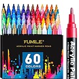 Acrylic Paint Pens, FUMILE 60 Colors Paint Marker Pen Set include Metallic Color (12 PCS) and Normal...
