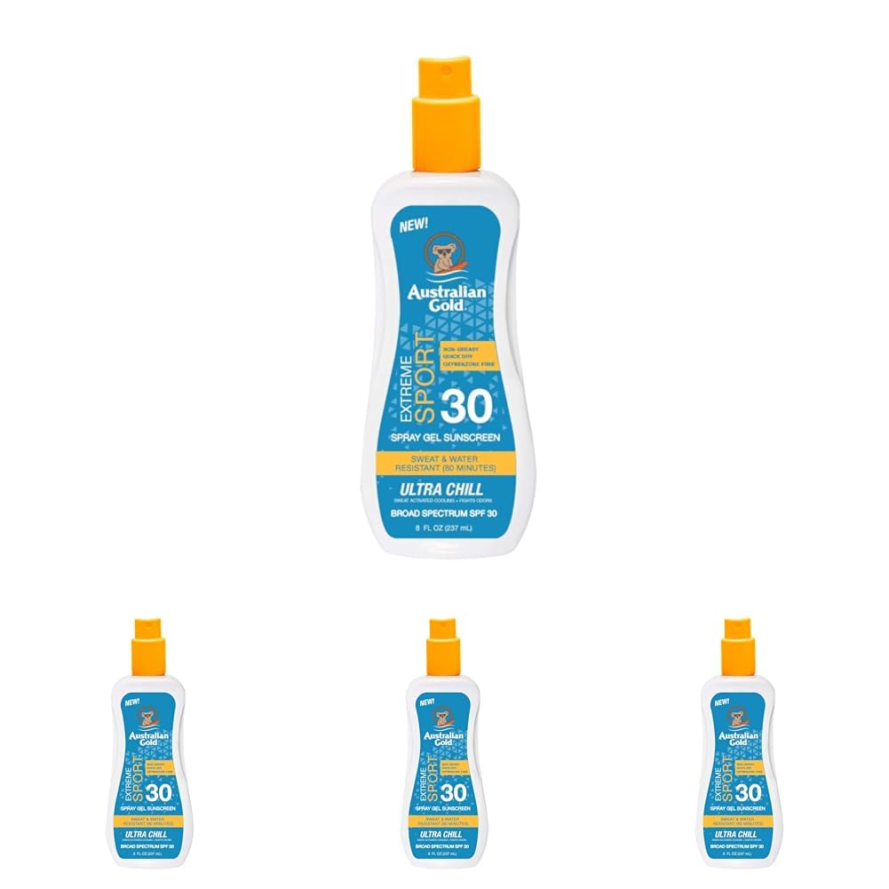 Australian Gold Extreme Sport Spray Gel Sunscreen SPF 30 8 Ounce Broad Spectrum Sweat Water Resistant Non-Greasy Oxybenzone