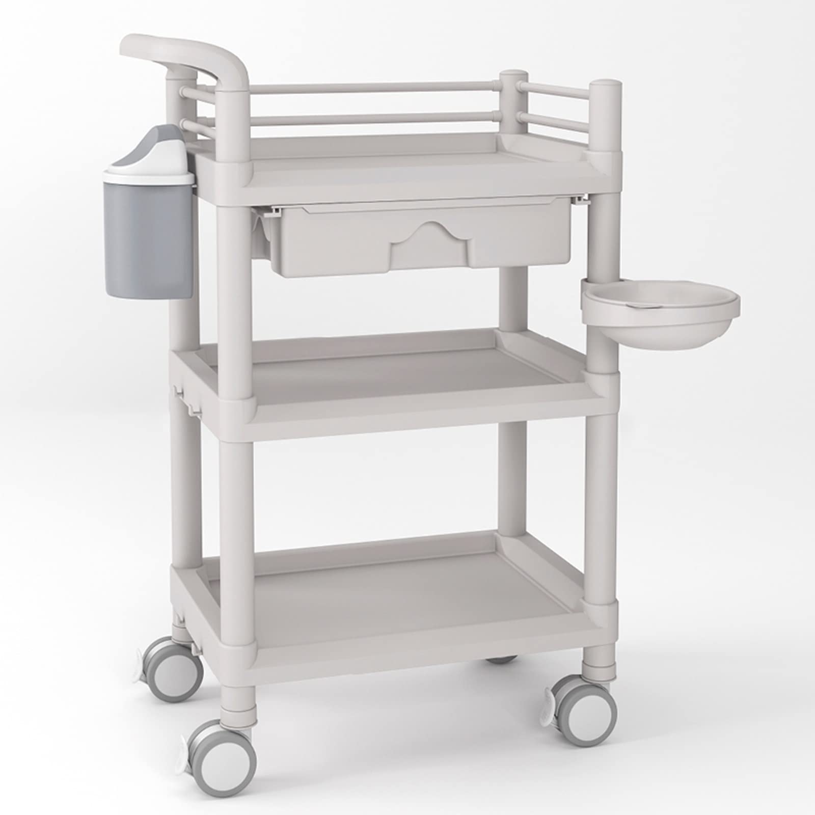 Chariot médical avec roues robuste charge 150 kg à trois niveaux