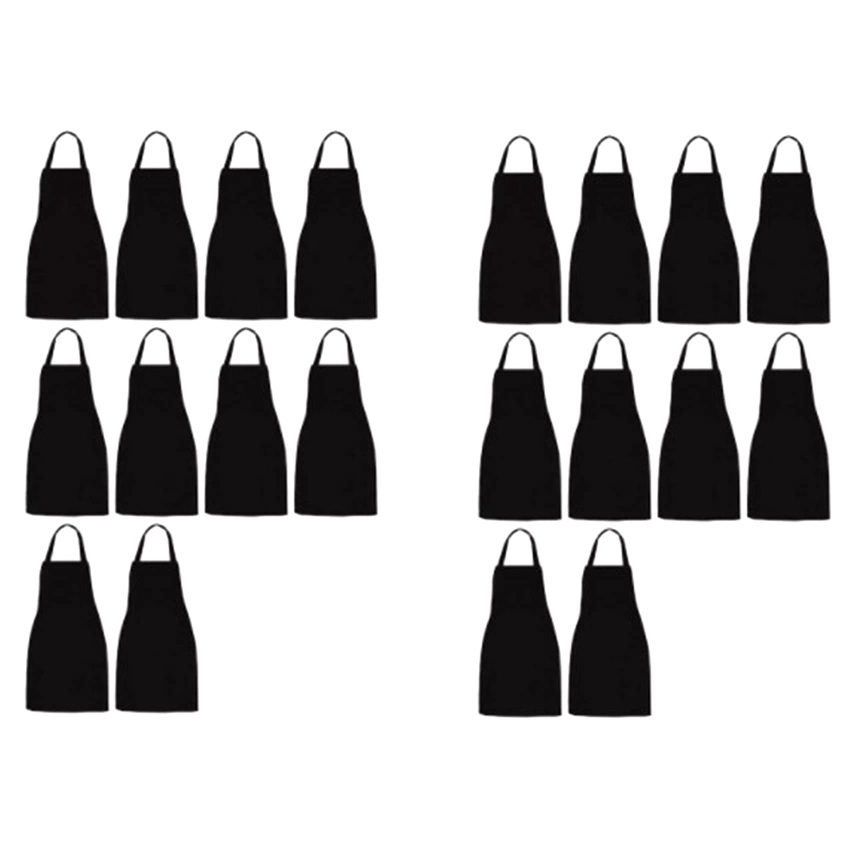 Paquete de 20 Delantales con Pechera - Delantal Negro Unisex Una Granel con 2 Bolsillos Espaciosos, Lavable Una Máquina para la Elaboración de Dibujos de Barbacoa En la Cocina