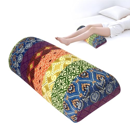 wxmbdzq Knee Pillow for Back Sleeping Half Moon Bolster Pillow for Under Knee While Sleeping Support Leg & Back Pain Relief (21.5x9x5 Inches)