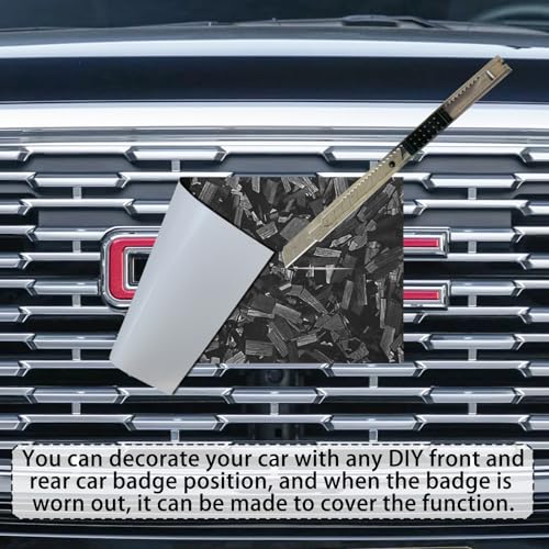 Image of QianBao 5.9''x3.8'' Compatible with GMC Vinyl Wrap Emblem Wrap Kit Logo Sticker with Plastic Squeegee and Cutter DIY Decals 9Pcs Black Forged Carbon Fiber