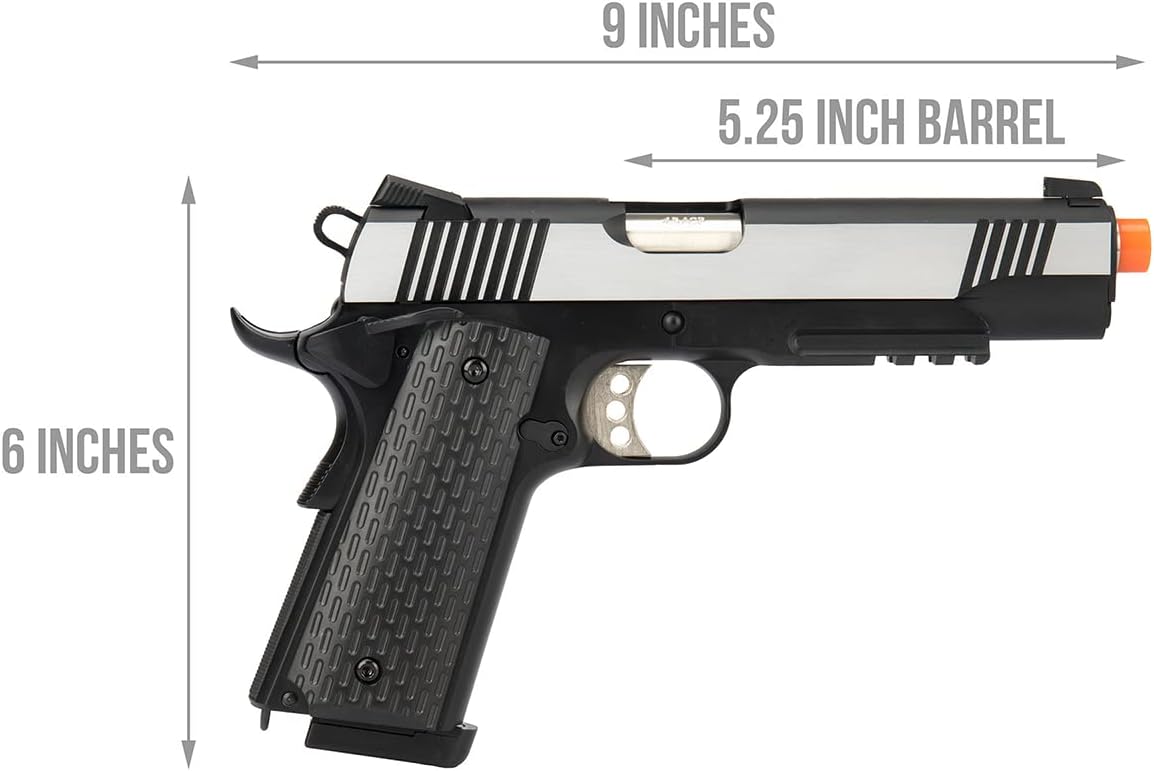 Army Armament Full Metal R28 1911 Desert Warrior GBB Airsoft Pistol - Black/Silver