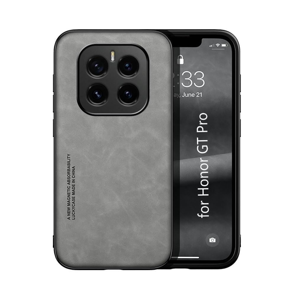 Kepuch Silklike Case Compatible for Honor GT Pro - Magnetic Holder Built-in Metal Plate Cover Bumper - Gray Silk Gray