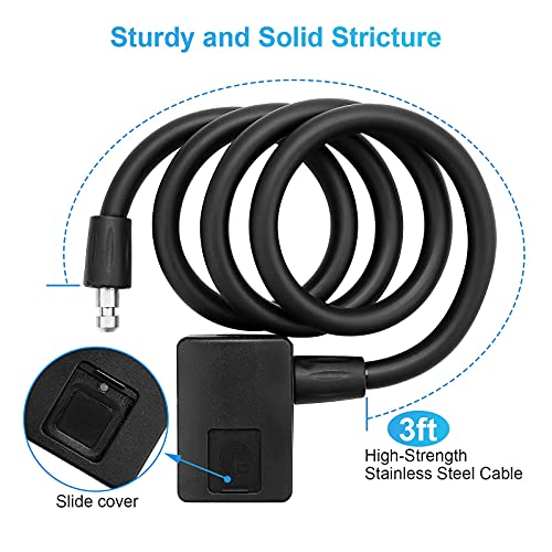 Bluetooth Bike Fingerprint Padlock Lock Cable With App Open,Remote, Waterproof 1M Anti-Theft Unlock Record Heavy Duty Bicycle Combination Lock For Outdoor Bicycle, Mountain Bike, Motorcycles, Scooters #TOP5