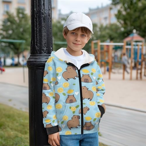 Kid's Zip Up Hoodies Fleece Hooded Sweatshirts Jackets with Pockets Warm Velvet Lining Long Sleeve Hoodies S-XL2