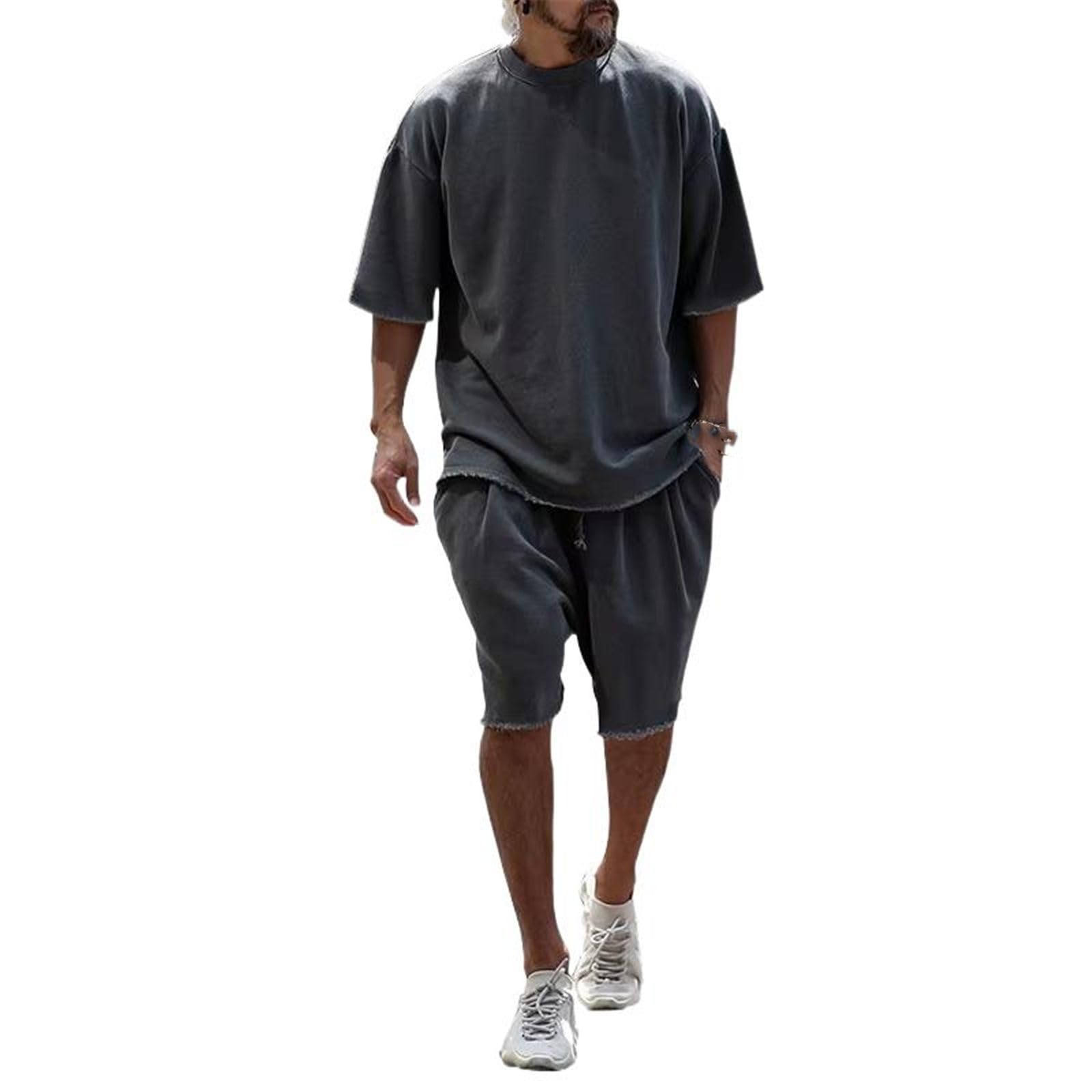 Set da uomo pantaloncini da allenamento, camicia a maniche corte e pantaloncini vestibilità larga