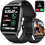 Smart Watches for Women and Men, iOS Android Phones Compatible, Waterproof Fitness Tracker Smart Watch with Call, Alexa, Heart Rate/Spo2 Monitoring, Sleep Tracking, Gifts Ideas, 1.8 Inches (Black)