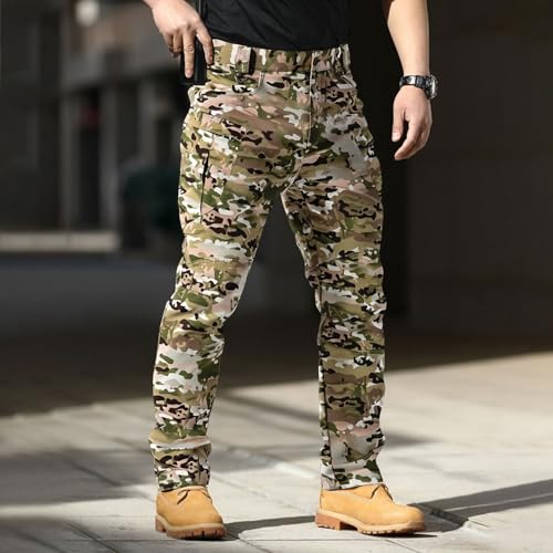 Cargo Work Pants for Men Relaxed Fit Flexcamo - Tactical Waterproof Pants Ripstop Construction Pant Multi Pockets2