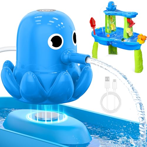 Water Table Pump Magnetic No-Drill Rechargeable Battery Powered Continuous Flow Water Pump Fits Water Tables & Step 2 Cordless Pump Toys Outdoor Water Play Accessories for Kids & Toddlers Blue
