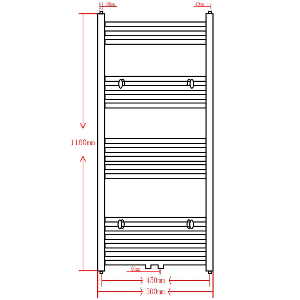 Genérico Radiador toallero de baño Recto Negro 500 x 1160 mm,Casa y jardín,Electrodomésticos,Control del Clima,Radiadores-141907