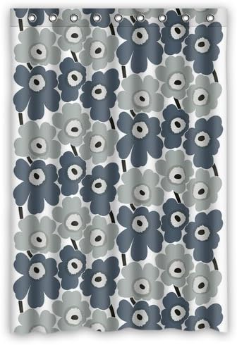 Unikko In Grey Waterproof Fabric Polyester Bathroom Shower Curtain with 9 Hooks 48"(w) x 72"(h)