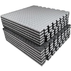 AIRHOP Upgraded 0.79″ Extra Thick 48 Sq Ft High-Density Eva Foam Exercise Gym Mats, 12 Pcs Large Interlocking Puzzle Floor Tiles (24″x24″) for Home Gym, Black&Gray