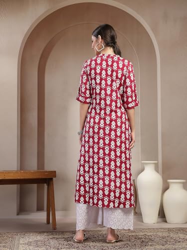 Image of Stylum Women's Floral Printed Rayon A-Line Kurta