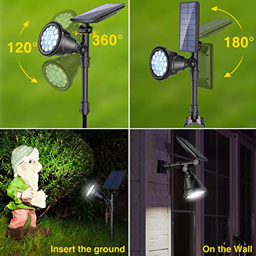 Roshwey Solar Spot Lights Outdoor, 600Lm Solar Flood Lights Waterproof Solar Spotlight For Driveway Backyard Patio Landscape Deck Garage (Cool White, 2 Pack) #TOP3