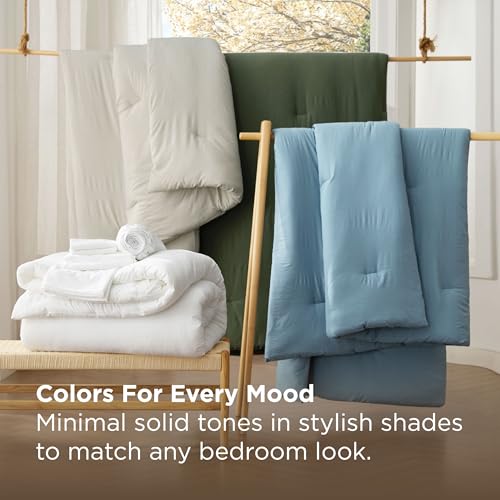Image of Bedsure White King Comforter Set, Soft Bed in a Bag 7 Pieces, Alternative Bedding for All Seasons, Breathable Marshmallow Prewashed Bed Set with Comforters, Sheets, Pillowcases & Shams
