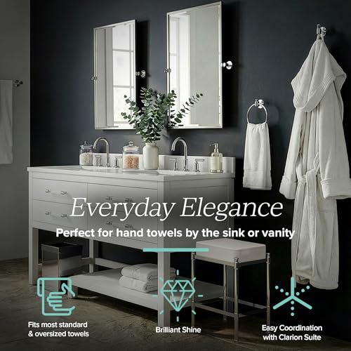 Image of Gatco 5711 Clarion Towel Bar | 18 inch L Bathroom Towel Rack| Wall Mount Bathroom Towel Holder | Crystal-Clear Acrylic & Chrome Finish