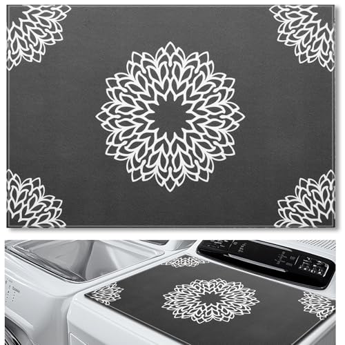 Image of Teenyyou 1 Pcs 26 inch x 18 inch Dryer Top Protector Mat, Washer and Dryer Topper, Non Slip Waterproof Machine Cover Dust Proof Quick Drying Topper Pad for Laundry and Kitchen (Mandala)