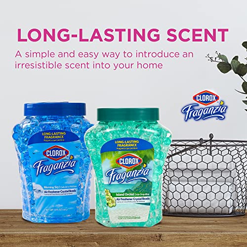 Image of Clorox Fraganzia Crystal Beads Air Freshener | Long-Lasting Air Freshener Beads | Gel Beads Air Freshener in Island Orchard Scent for Home, Bathroom, or Car, 12 Oz - 6 Pack