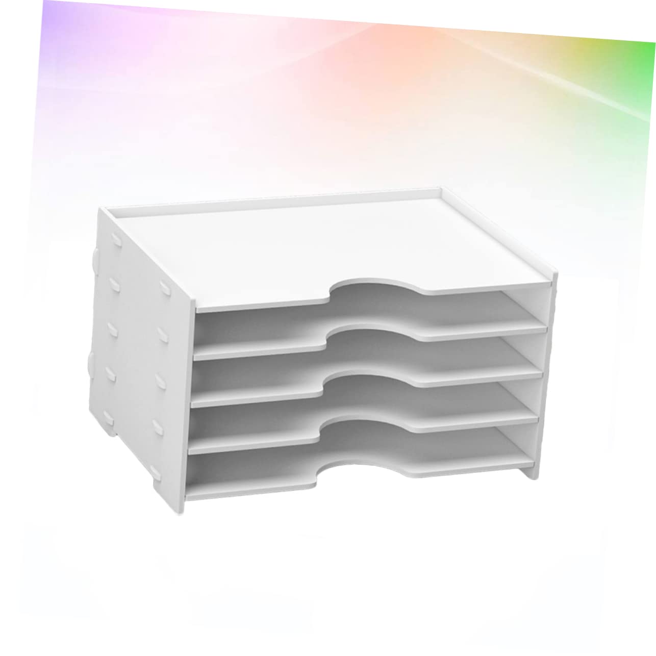 Organizador de Almacenamiento de Escritorio de 4 Capas Blanco Pvc Madera