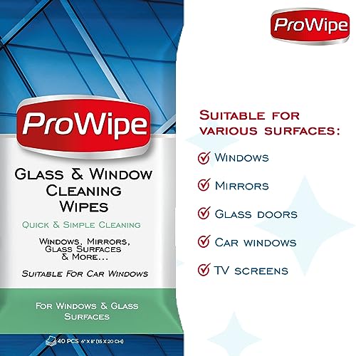 ProWipe Glass Cleaning Wipes for Windows, Car Windows, Mirrors & Stainless Steel Surfaces - Removes Stains & Finger Marks - Image 5