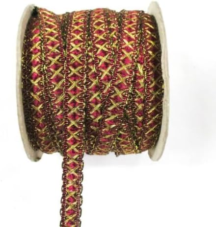10 Yards Braided Gimp Trim Moroccan Trim for Dress Making, ETC Burgundy Gold Fabric