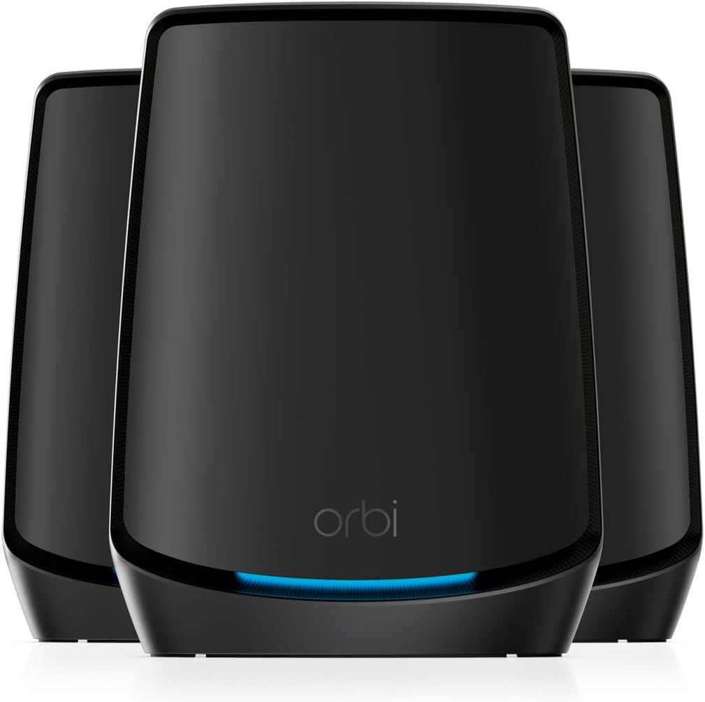 NETGEAR Orbi WiFi 6 Mesh System (RBK863SB), AX6000 Tri-Band Router & 2 Satellite Extenders, Coverage up to 8,000 sq. ft & 100 Devices, 10 Gig Internet Port, Armor Subscription