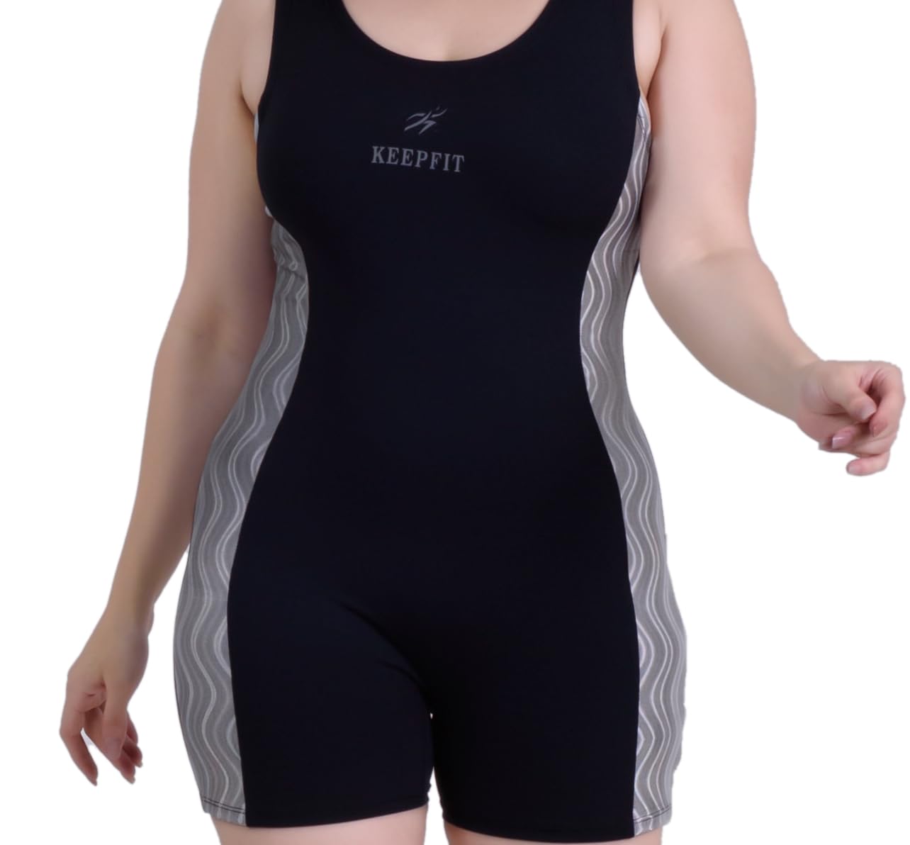 Keepfit Women Black and Silver colourblocked Legsuit L 1