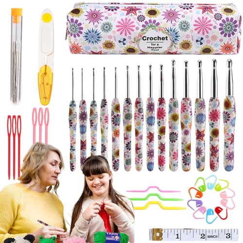 Juego de agujas de ganchillo, Agujas de ganchillo de agarre suave | Hilado Craft Ganchos de punto Agujas - Niños Niñas Amantes de ganchillo Calcetines Sombreros Accesorios de artesanía para novia