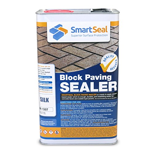 Smartseal Block Paving Sealer - Silk Finish Wet Look Block Paving Sealer Sand Hardener & Weed Inhibitor. Satin Finish Premium Block Paving Sealant for Block Paved Driveways & Patios (5 Litre)