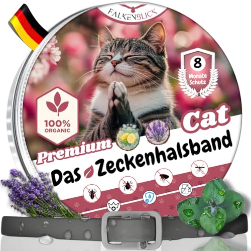 Falkenblick® Das Zeckenhalsband für Katzen 100% Pflanzliches Premium Öl Wirkungsvoller Schutz gegen Zecken Flöhe Mücken Läuse Ungeziefer...