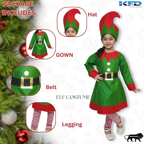Image of Kaku Fancy Dresses Elf Costume for Kids Fancy Dress Outfit for Christmas Events