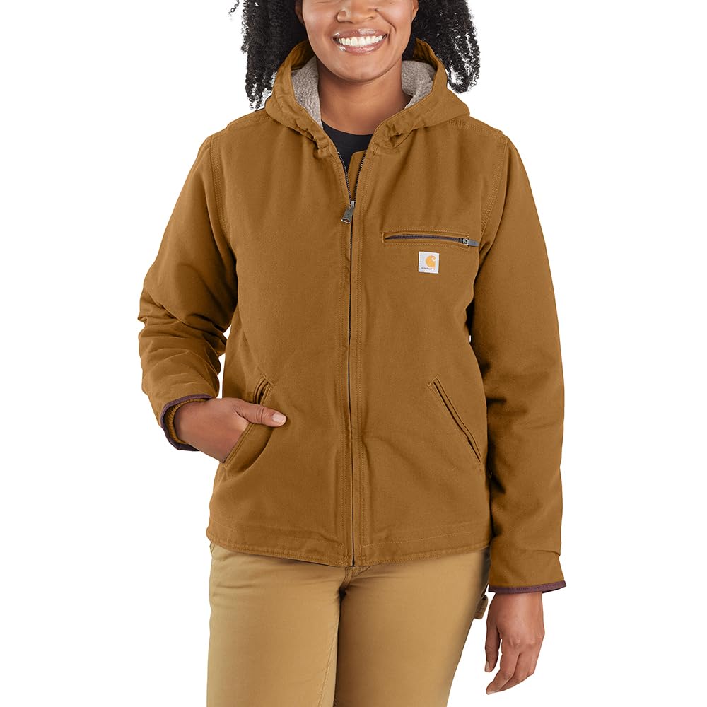 Carhartt Womens Loose Fit Washed Duck Sherpa Lined Jacket