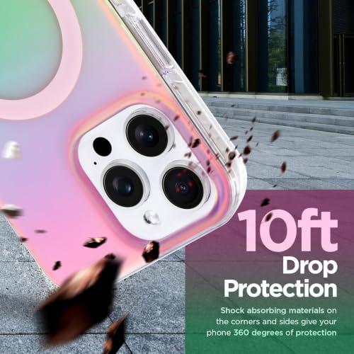Image of Magnetic Case for iPhone 16 Pro Max [Compatible with Magsafe] | [Anti-Yellowing] [1 Screen Protector] Cute Fashion Iridescent Case for iPhone 16 Pro Max 6.9 inch 2024, Pink Green