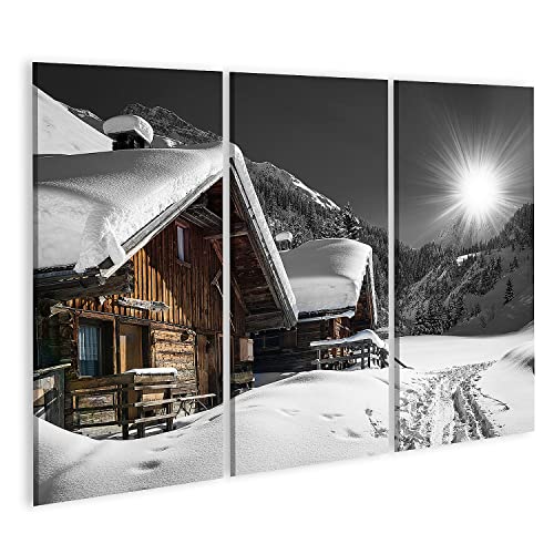 islandburner Quadro su tela Chalet invernale con neve e montagna, paesaggio del Tirolo, Austria Quadri Stampe Immagini Murale Decorazione da parete
