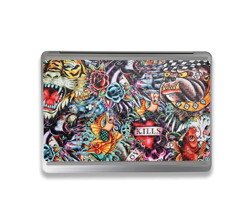 Image of MightySkins Carbon Fiber Skin Compatible with Microsoft Surface Laptop Studio 2 (2023) Full Wrap Kit - Old School Tattoo | Protective, Durable Textured Carbon Fiber Finish | Made in The USA