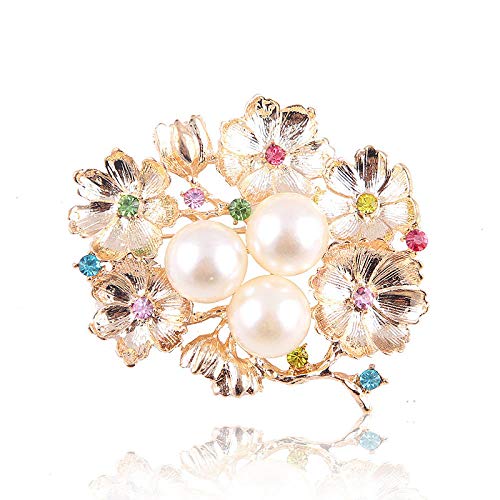 U/N Fancy Diamond Pearl Ciruela Flor Broche Broche Accesorios para Mujer