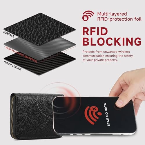 Image of SENDEFN Leather Wallet Women RFID Blocking Small Compact Wallets Credit Card Holder with ID Window