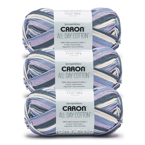 Image of Caron All Day Cotton Snow On The Beach Yarn - 3 Pack of 100g /3.5oz - 100% Mercerized Cotton - #4 Worsted (Medium) - 173 Yards - Knitting /Crochet