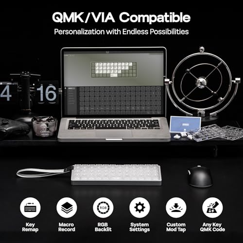 Image of EPOMAKER Luma40 Low Profile Mechanical Keyboard with QMK /VIA & CNC Metal, Transparent PC Keycap, Hot-Swap, Kailh Linear Switch, 2.4Ghz /BT /USB, 40% Wireless Gaming Keyboard for Mac /Win