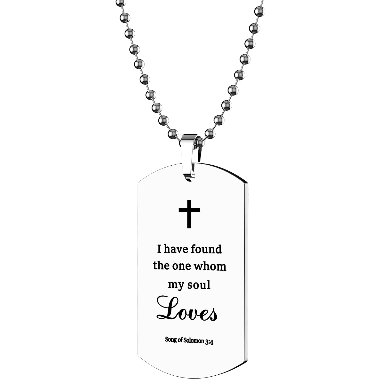 ST-PowerBaptism Gift Stainless Steel Dog Tag Bible Verse Pendant Necklace for Mens or Boys,birthday Valentine's Day gift for Son from Dad Mom.